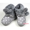 Grey White Polka Dots Warm Children Boots SB29 