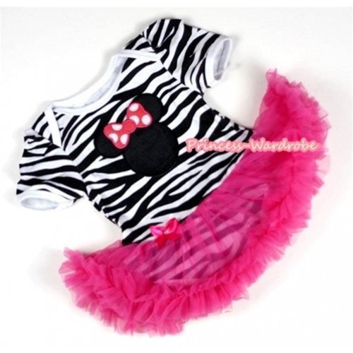Zebra Baby Jumpsuit Hot Pink Pettiskirt with Hot Pink Minnie Print JS088 