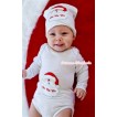 White Long Sleeve Baby Jumpsuit with Santa Claus Print with Cap Set LS81 