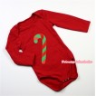 Hot Red Long Sleeve Baby Jumpsuit with Christmas Stick Print LS208 