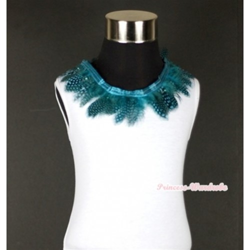 White Tank Top with Peacock Blue Feather Lacing TB206 