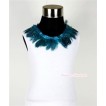 White Tank Top with Peacock Blue Feather Lacing TB206 