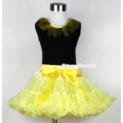 Black Tank Top with Yellow Feather Lacing With Yellow Pettiskirt MW100 