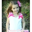 White Tank Top with Hot Pink Ribbon and Hot Pink White Polka Dot ruffles T312 