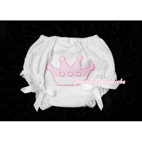 Sweet Crown Print White Panties Bloomers with White Bows LD27 