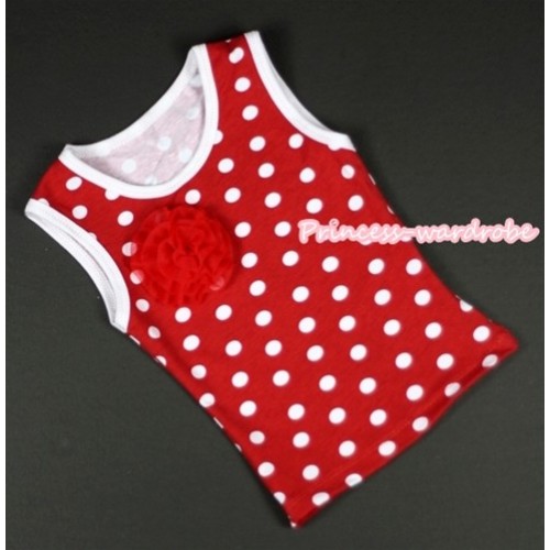 Minnie Dots Tank Tops with One Red Rose TP115 