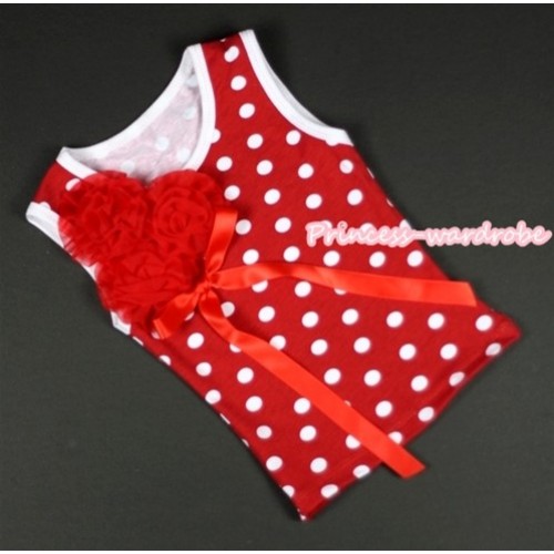 Minnie Dots Tank Top with Bunch of Red Rosettes and Red Bow TP116 