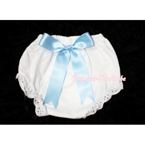 White Bloomers & Light Blue Big Bow BC105 