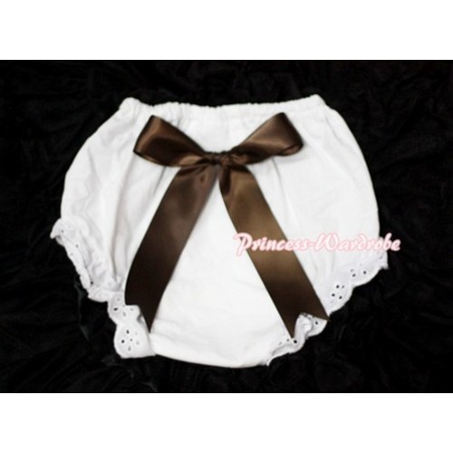 White Bloomers & Chocolate Brown Big Bow BC108 