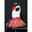 White Tank Tops with Red Rosettes & Minnie Red White Polka Dots Pettiskirt M30 