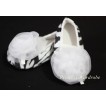 Baby Zebra Crib Shoes with Pure White Rosettes S04 