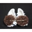 Baby Zebra Crib Shoes with Coffee Brown Rosettes S08 