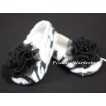 Baby Zebra Crib Shoes with Black Rosettes S11 