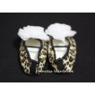 Baby Leopard Crib Shoes with Pure White Rosettes  S15	 