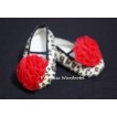 Baby Leopard Crib Shoes with Hot Red Rosettes S16 