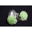 Baby Leopard Crib Shoes with Lime Green Rosettes S21 