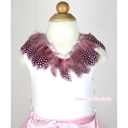 White Tank Top with Light Pink Feather Lacing TB250 