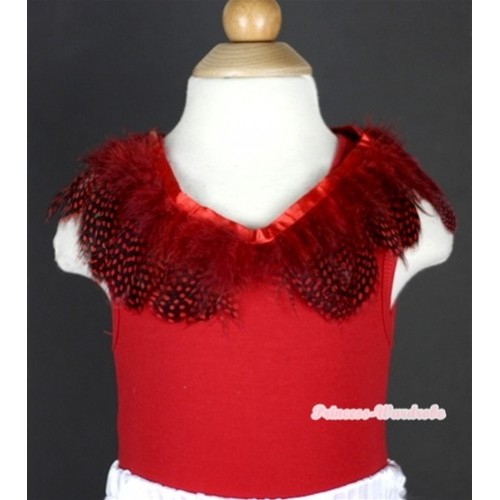 Red Tank Top with Red Feather Lacing T618 