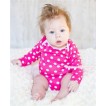 Plain Style Hot Pink White Polka Dots Long Sleeve Baby Jumpsuit LH275 