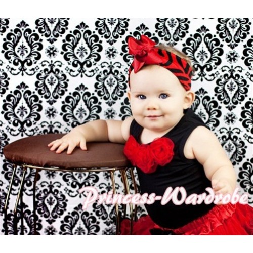 Black Baby Pettitop & Red Rosettes  NT44 