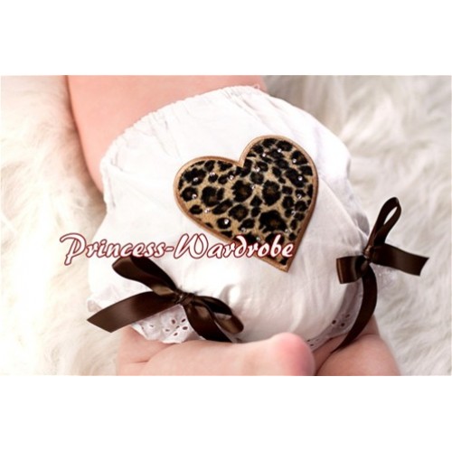 White Bloomers & Leopard Print Heart & Brown Bows LD15 