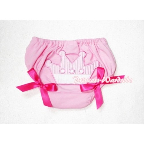 Sweet Crown Print Light Pink Panties Bloomers Hot Pink Bows LD42 