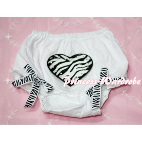 White Bloomers & Zebra Heart Print & Zebra Bows BL35 