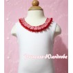 White Tank Tops with Red White Checker Chiffon Lacing and One Rose TB143 