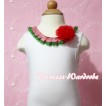 White Tank Tops with Red White Green Checker Chiffon Lacing and One Rose TB144 