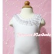 White Tank Tops with Pure White Chiffon Lacing and One Rose TB145 