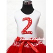 White Tank Top & 2nd Birthday Minnie Red White Dot Print number with Minnie Waist Red Full Pettiskirt MM81 