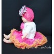 White Baby Pettitop & Hot Pink Rosettes with Hot Pink Orange Baby Pettiskirt NG33 