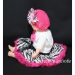 White Baby Pettitop & Hot Pink Rosettes with Hot Pink Zebra Baby Pettiskirt NG34 