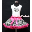 Zebra Heart Print White Tank Top With Zebra Ruffles & Hot Pink Bows with Hot Pink Zebra Pettiskirt MM105 