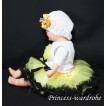 White Baby Pettitop & Yellow Rosettes with Yellow Black Baby Pettiskirt NG53 
