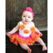 White Baby Pettitop & Orange Rosettes with Hot Pink Orange Baby Pettiskirt NG63 