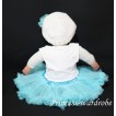 White Baby Pettitop & Light Blue Rosettes with Light Blue Baby Pettiskirt NG71 