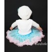 White Baby Pettitop & Light Blue Rosettes with Light Blue Pink Baby Pettiskirt NG72 
