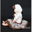 White Baby Pettitop & Brown Rosettes with Brown Leopard Baby Pettiskirt NG81 