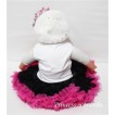 White Baby Pettitop & Black Rosettes with Black Hot Pink Baby Pettiskirt NG102 