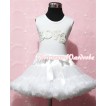 Sparkle Love Print White Tank Top With White Ruffles & White Bows with White Pettiskirt MM113 