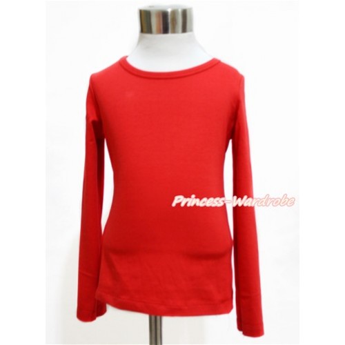 Plain Style Red Long Sleeve Top TO334 