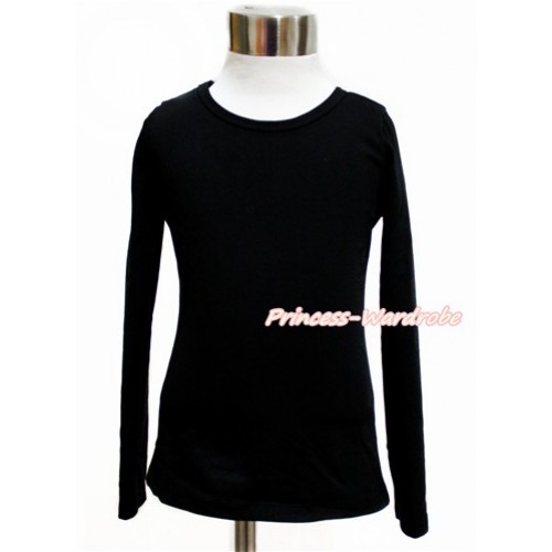 Plain Style Black Long Sleeve Top TO335 