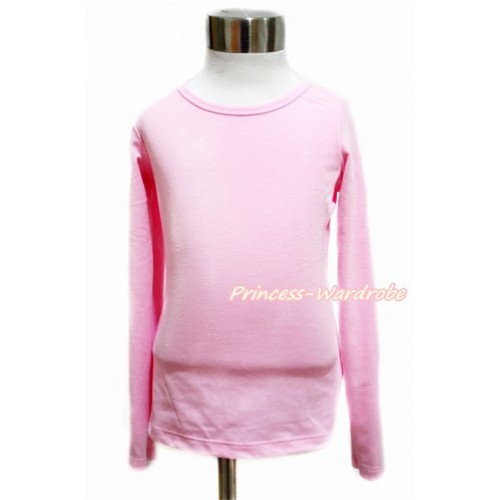 Plain Style Light Pink Long Sleeve Top TO336 