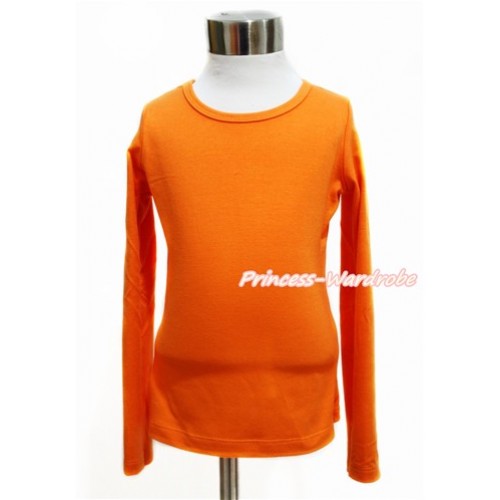 Plain Style Orange Long Sleeve Top TO337 