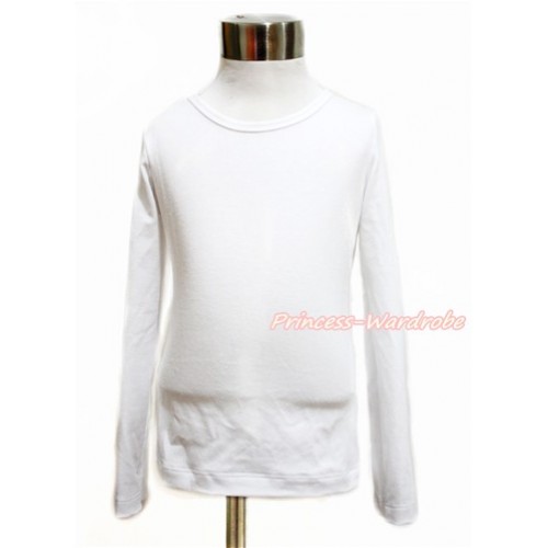 Plain Style White Long Sleeve Top TO338 