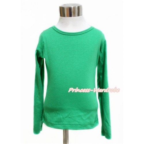 Plain Style Kelly Green Long Sleeve Top TO342 