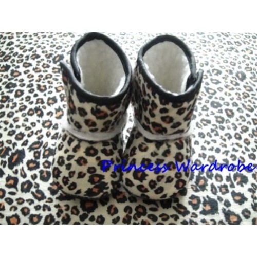 Brown Leopard Print Baby Crib Boots SB11 