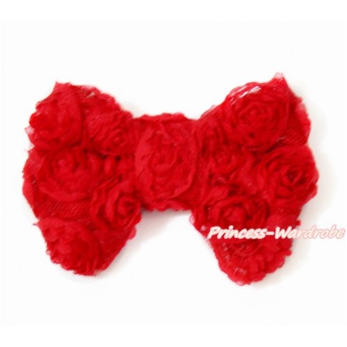 Hot Red Romantic Rose Bow Hair Clip H513 