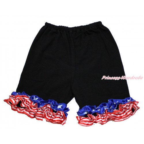 American's Birthday Black Cotton Short Pantie With Patriotic American Ruffles B081